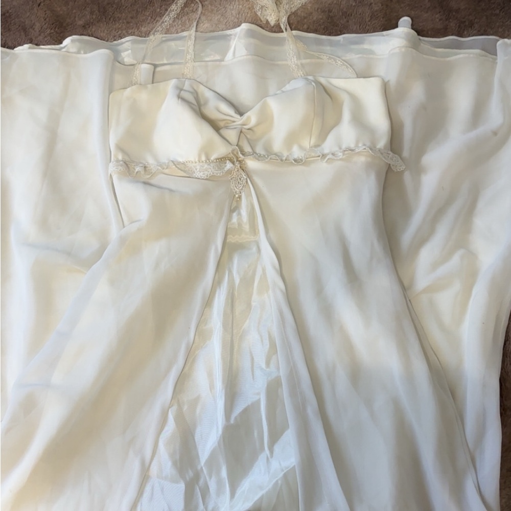 Elegant White Lace Trim Handmade dress